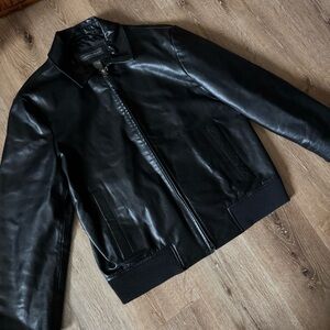 Banana Republic Black Vintage Mens Leather Jacket Size L